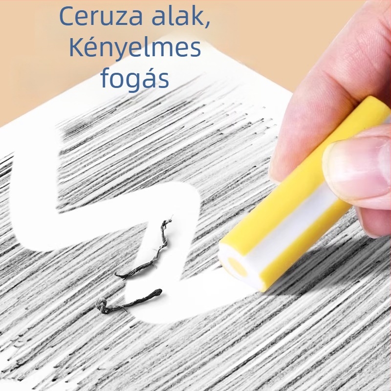 Ceruza alakú radír első osztályosoknak; csíkmentes, rendkívül tiszta és puha; kompatibilis a 2B és 4B ceruzákkal