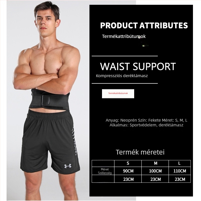 Fitnesz derekára viselhető kompressziós öv, lélegző és rugalmas