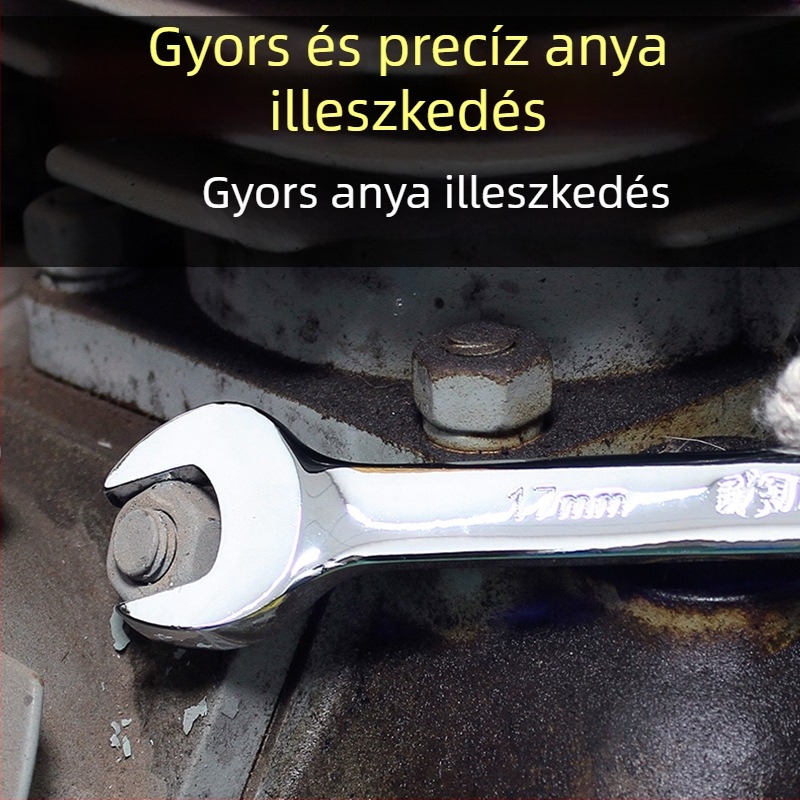 Kétfunkciós villáskulcs 17 mm és 19 mm nyílásokkal, hosszított autójavító eszköz