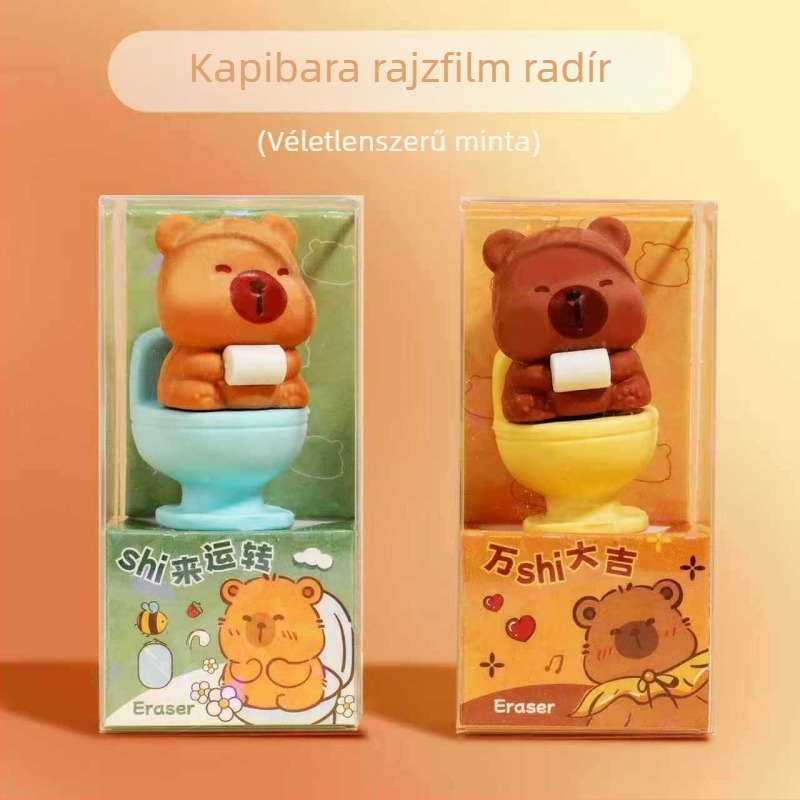 Maci alakú radír, levehető, magas esztétikai érték, kreatív kis ajándék, rajzfilmszerű stílus