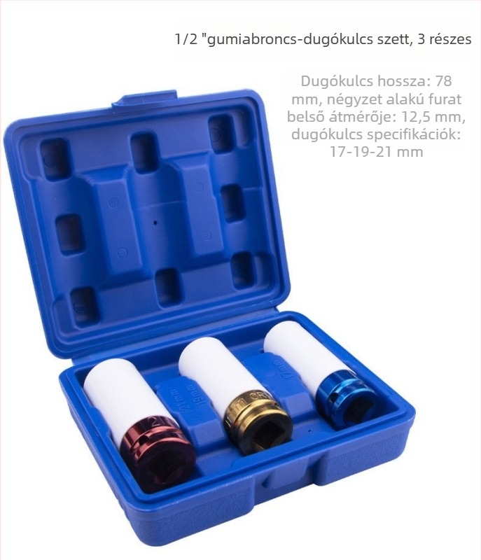 Új modell 3/5/7 darabos pneumatikus socket készlet autójavításhoz, 1/2 hüvelykes, színes, gumi védelem