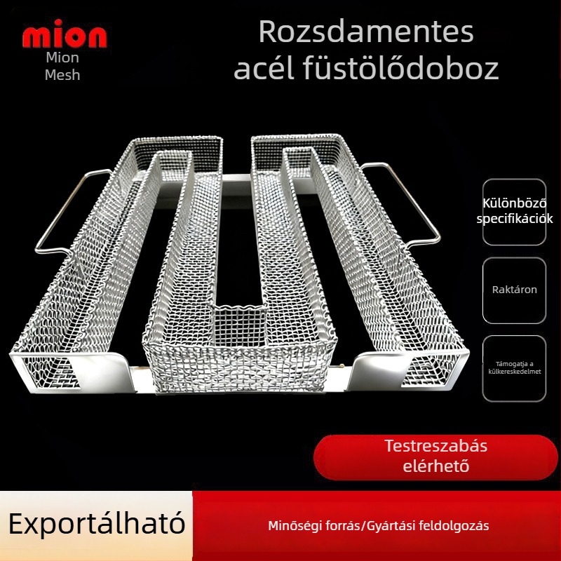 Kör alakú rozsdamentes acél füstölőkosár BBQ-hoz, hidegfüstgenerátor, füstölő doboz és kültéri fűszerállvány