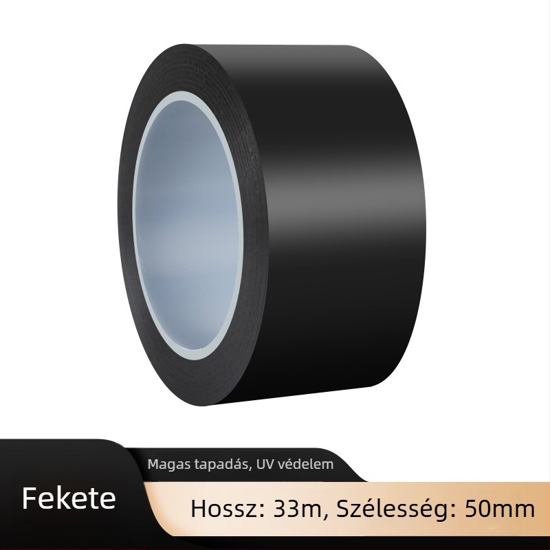 Fekete PVC blackout szalag, nagy viszkozitású, erős ragasztóval, ablakokhoz és üvegfelületekhez