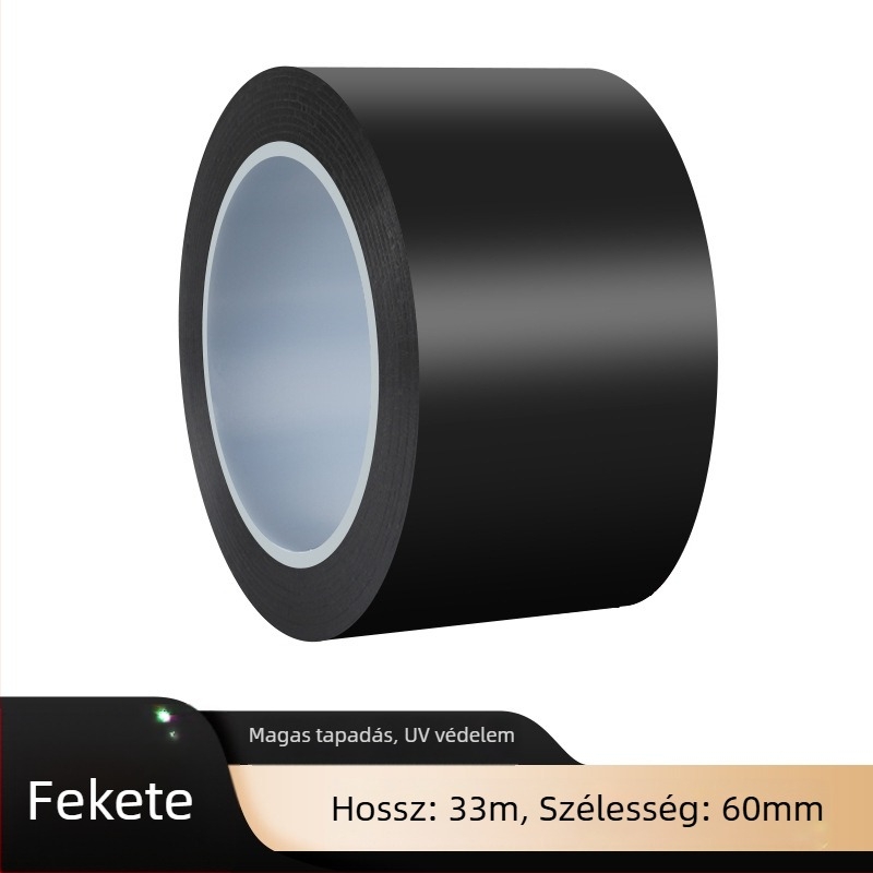Fekete PVC blackout szalag, nagy viszkozitású, erős ragasztóval, ablakokhoz és üvegfelületekhez