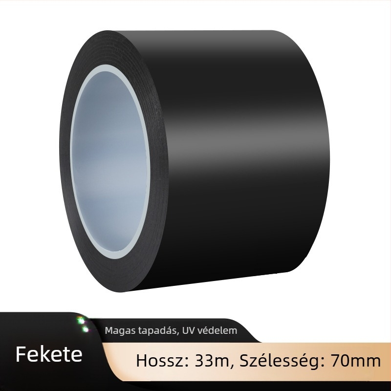 Fekete PVC blackout szalag, nagy viszkozitású, erős ragasztóval, ablakokhoz és üvegfelületekhez