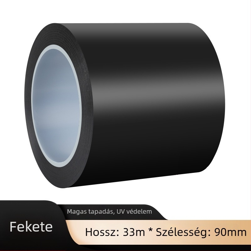 Fekete PVC blackout szalag, nagy viszkozitású, erős ragasztóval, ablakokhoz és üvegfelületekhez