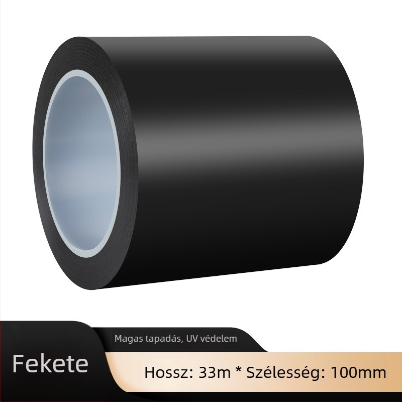 Fekete PVC blackout szalag, nagy viszkozitású, erős ragasztóval, ablakokhoz és üvegfelületekhez