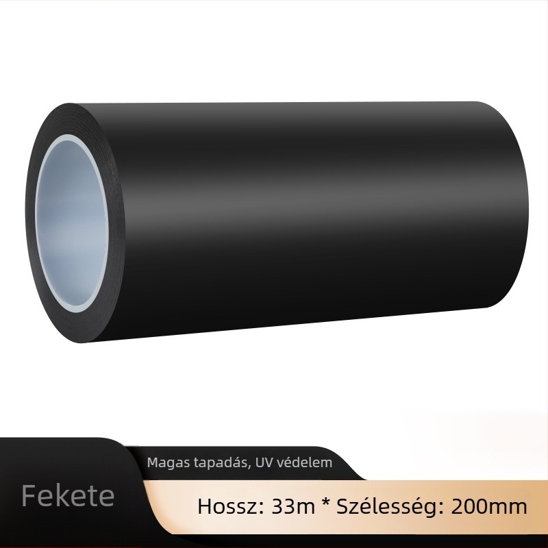 Fekete PVC blackout szalag, nagy viszkozitású, erős ragasztóval, ablakokhoz és üvegfelületekhez