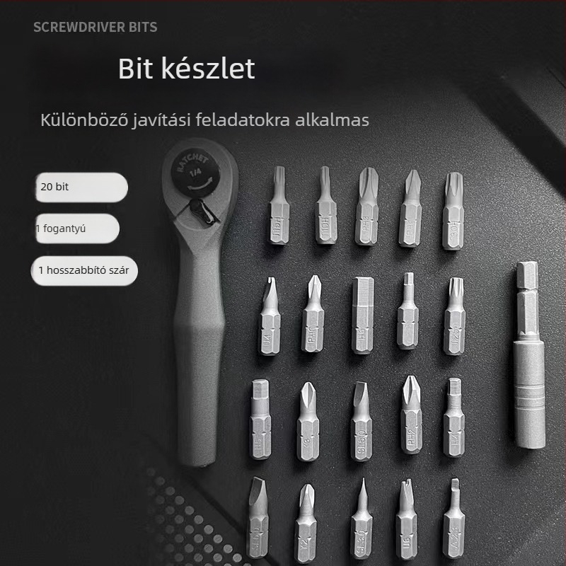 Autó javító szerszámkészlet racsnis kulcs és torx fejjel, 22 az 1-ben