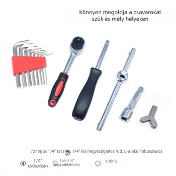 131 részes autós szerszámkészlet: socket készlet, ratchet wrench és bitfejek