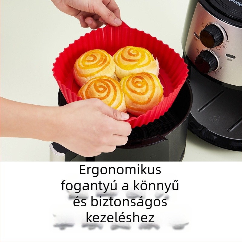 Silikon lap az air fryerhez, magas hőmérsékleten ellenálló, élelmiszer-minőségű szilikon, nagy és kis méretek, otthoni használatra