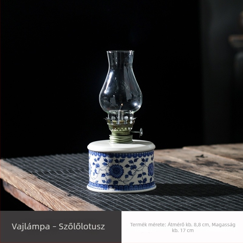 Kínai stílusú kerámia vajlámpa — ősi templomi oltár mécsestartó Buddha felajánláshoz