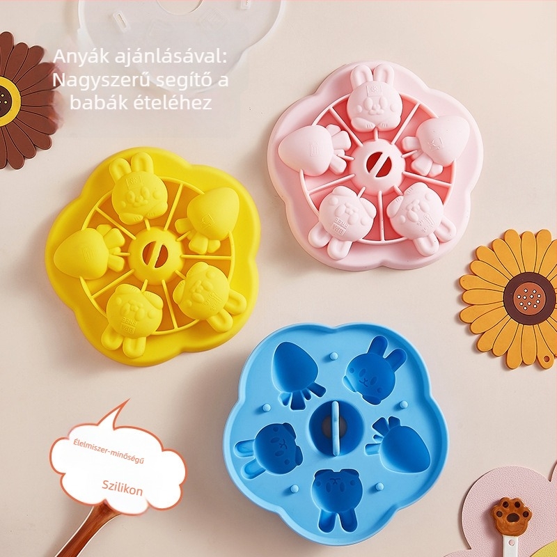 Rajzolt nyuszi alakú szilikon sütőforma – rózsaszín, DIY sütéshez, tortákhoz és bébiételekhez