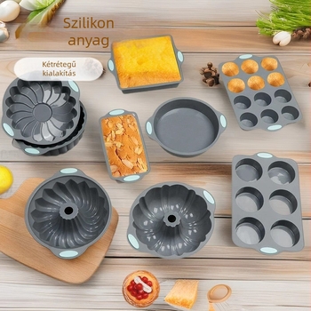 Silikon sütőformák készlet – kerek és téglalap alakú, hőálló, torta, kenyér és fánk sütéséhez