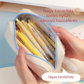Bársonyos plüss tolltartó Dopamin motívummal, koreai stílusú kockás mintával, aranyos és puha irodai szervező