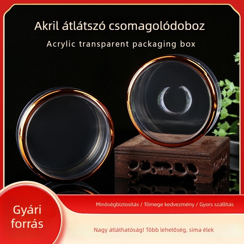 Akril karkötőgyöngy doboz, kör alakú, zárható, átlátszó a kiállításra és tárolásra.