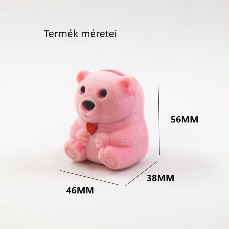 Kis barna medvés ékszerdoboz bársony belsővel gyűrűknek, fülbevalóknak és nyakláncoknak