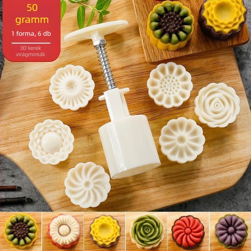 3D Mooncake formakészlet - kézi nyomású, DIY Mid-Autumn ünnepre