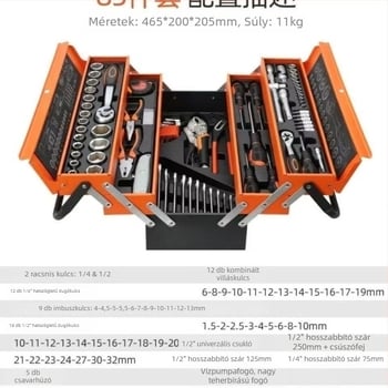 85 darabos, háromrétegű összecsukható szerszámkészlet ratchet wrench autójavításhoz – multifunkcionális készlet