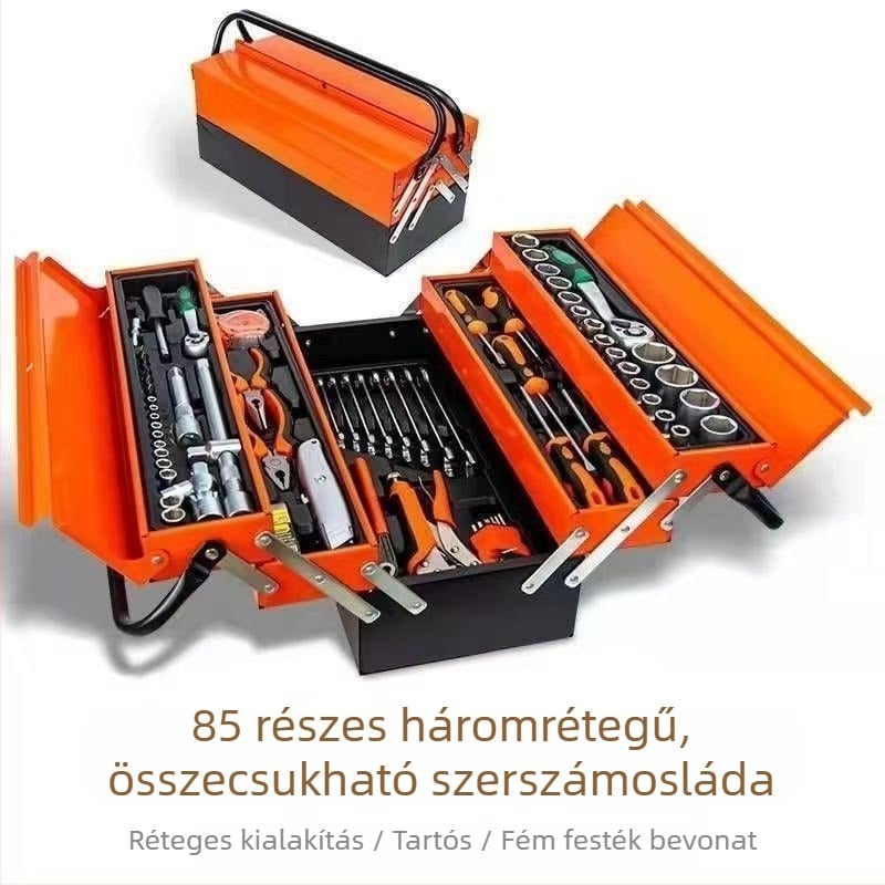 85 darabos, háromrétegű összecsukható szerszámkészlet ratchet wrench autójavításhoz – multifunkcionális készlet