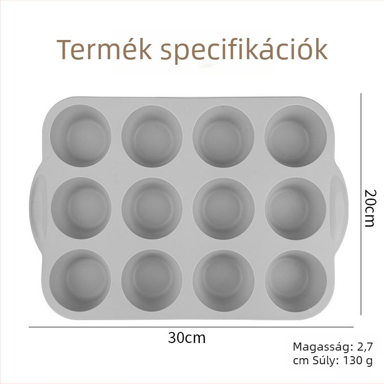 12 rekeszes szilikon forma, kerek muffinformák zseléhez és pudinghoz, otthoni használatra