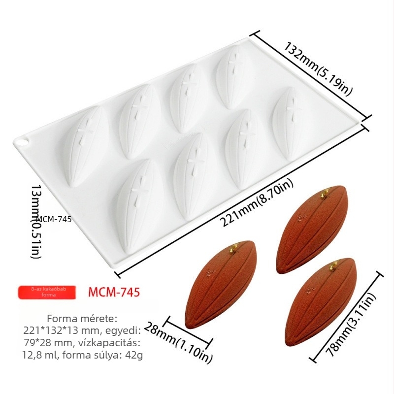 6 rekeszes szilikon tortaforma kakaóbabos csokoládés mousse-hoz
