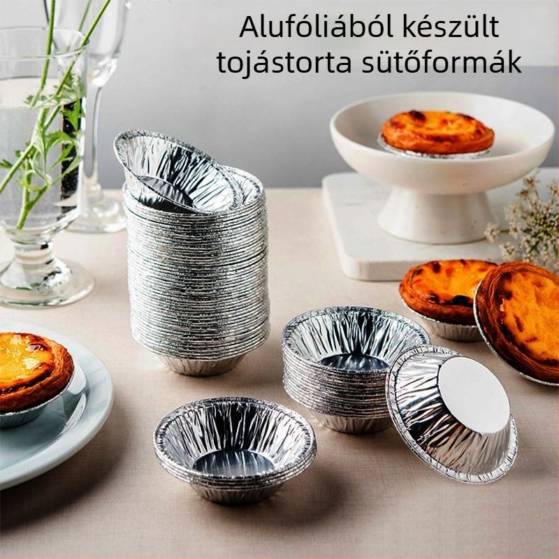 Egyszer használatos tojás-torta formák alufóliás poharakkal, alumínium sütőformák, kis méret