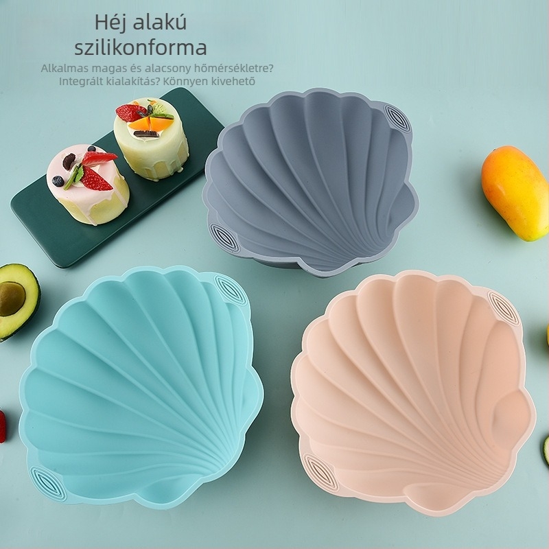 Szilikonból készült héj alakú tortaforma, otthoni sütéshez, DIY tortakészítés, hőálló