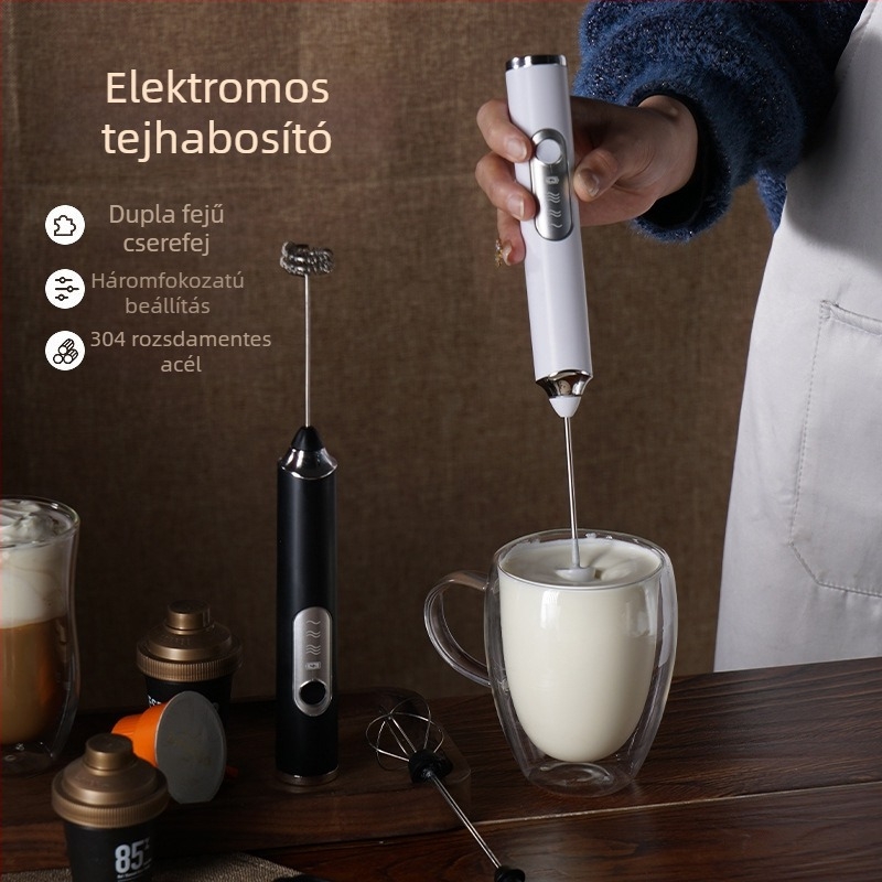 Vezeték nélküli kézi tojáskeverő és tejhabosító, kompakt konyhai mixer