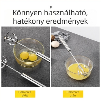 Rozsdamentes acélból készült félautomata forgó tojásfelverő, otthoni konyhai eszköz tejszínhab készítéséhez