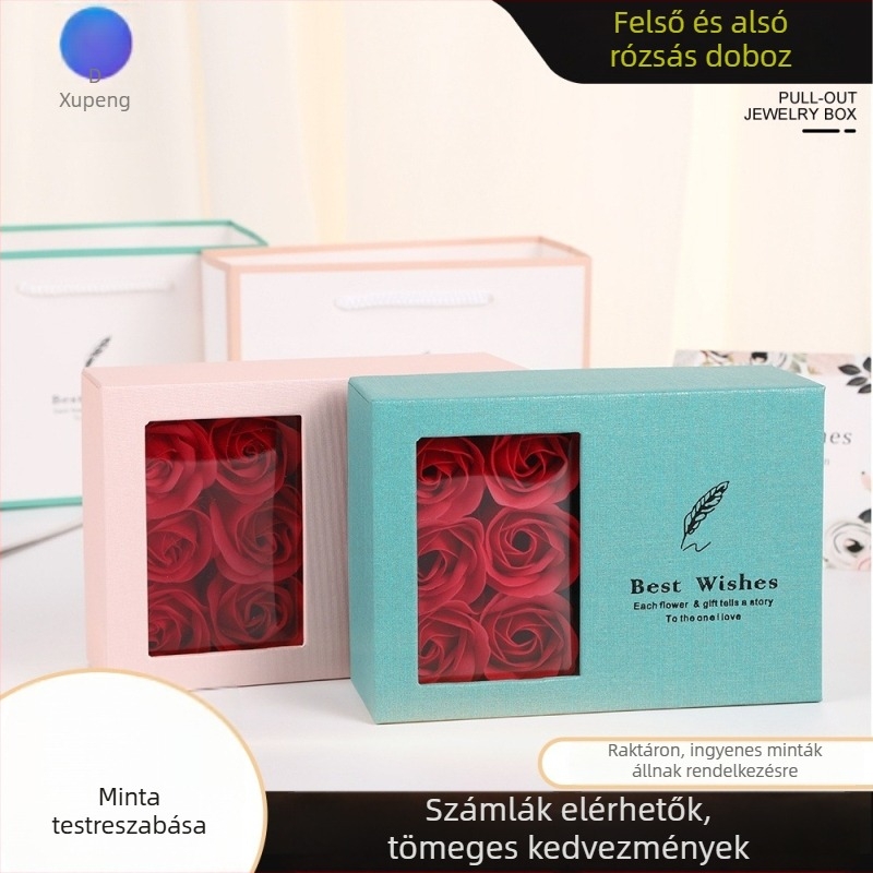 Valentin-napi ékszerdoboz rózsaablakkal, vastagított kivitel, strapabíró csomagolás