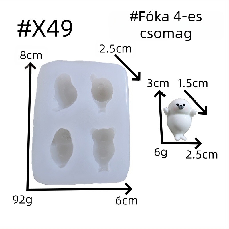 DIY 3D szilikon forma készlet: kis fóka, kis madár és kis hóember autó díszére