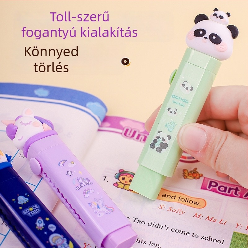Push-pull radír általános iskolások számára, aranyos rajzfilm dizájn, nagy kapacitás, nem hagy nyomokat
