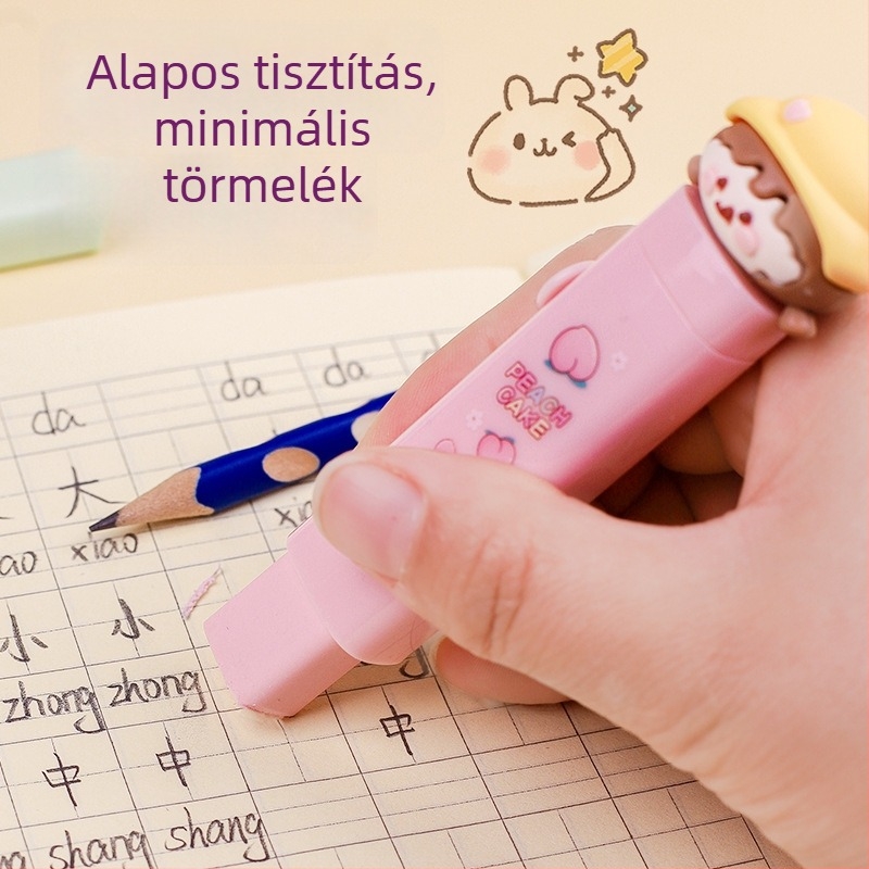 Push-pull radír általános iskolások számára, aranyos rajzfilm dizájn, nagy kapacitás, nem hagy nyomokat
