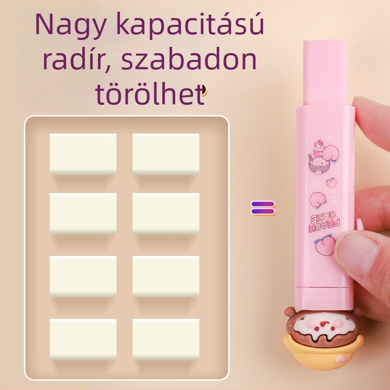 Push-pull radír általános iskolások számára, aranyos rajzfilm dizájn, nagy kapacitás, nem hagy nyomokat