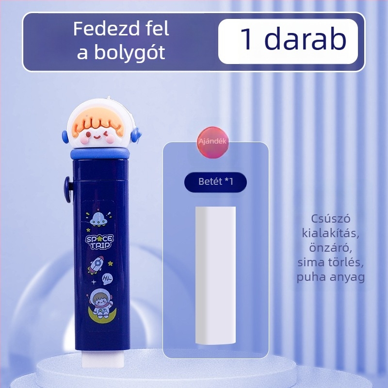 Push-pull radír általános iskolások számára, aranyos rajzfilm dizájn, nagy kapacitás, nem hagy nyomokat