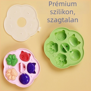 Élelmiszer-minőségű szilikon baba párolt sütemény forma, rajzolt design, bébiételhez és jégkockákhoz, hőálló, sütőben, mosogatógépben és hűtőben használható