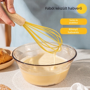 Tojáshabosító szilikonos és fa fogantyúval sütéshez, kézi konyhai eszköz