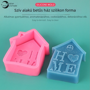 Szilikon forma fondán süteményekhez – Szív, betű és ház mintázat, kézzel készített, kreatív sütéshez