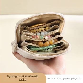 Kompakt ékszertartó doboz fülbevalók és karkötők számára, elegáns gyöngyös ékszerek rendezője