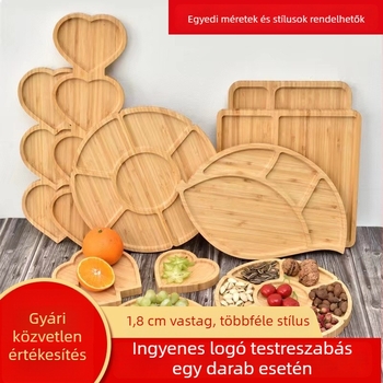 Bambuszfa étkészlet – reggeliző tál és pizza- vagy kenyértál, modern, minimalist stílusú, egyedi alakú, nyugati ételekhez, nassolnivalókhoz és délutáni teához