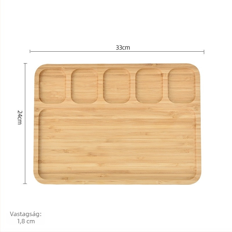 Bambuszfa étkészlet – reggeliző tál és pizza- vagy kenyértál, modern, minimalist stílusú, egyedi alakú, nyugati ételekhez, nassolnivalókhoz és délutáni teához