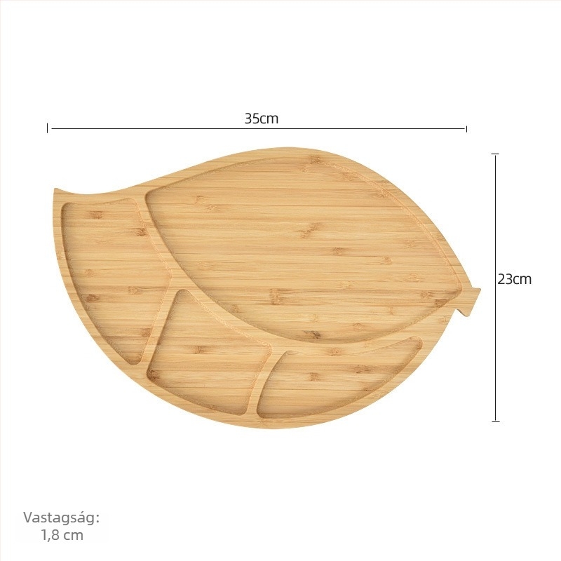 Bambuszfa étkészlet – reggeliző tál és pizza- vagy kenyértál, modern, minimalist stílusú, egyedi alakú, nyugati ételekhez, nassolnivalókhoz és délutáni teához