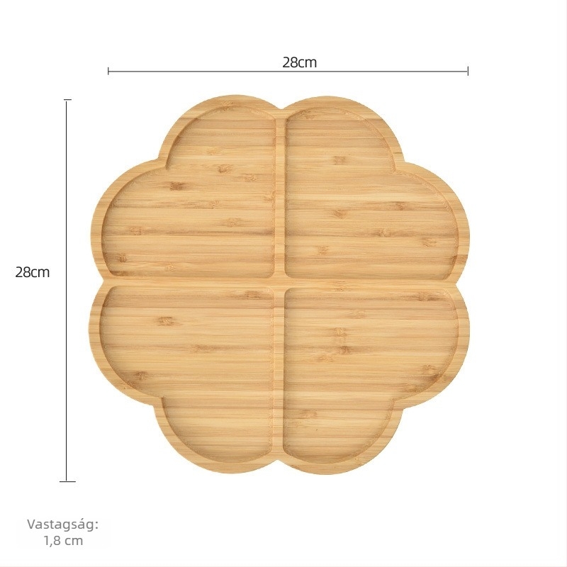 Bambuszfa étkészlet – reggeliző tál és pizza- vagy kenyértál, modern, minimalist stílusú, egyedi alakú, nyugati ételekhez, nassolnivalókhoz és délutáni teához
