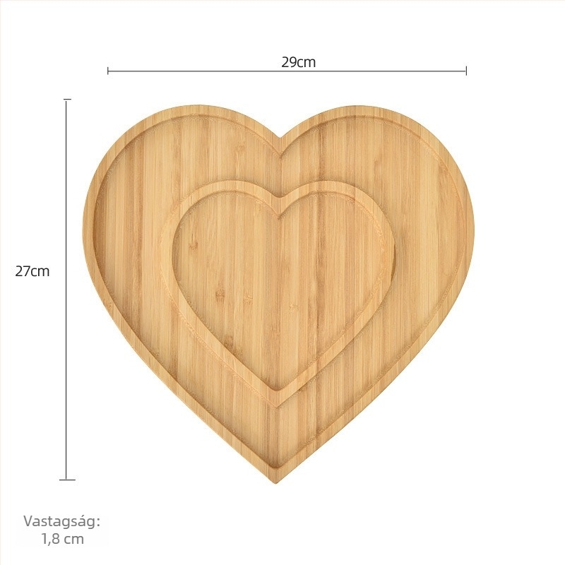 Bambuszfa étkészlet – reggeliző tál és pizza- vagy kenyértál, modern, minimalist stílusú, egyedi alakú, nyugati ételekhez, nassolnivalókhoz és délutáni teához