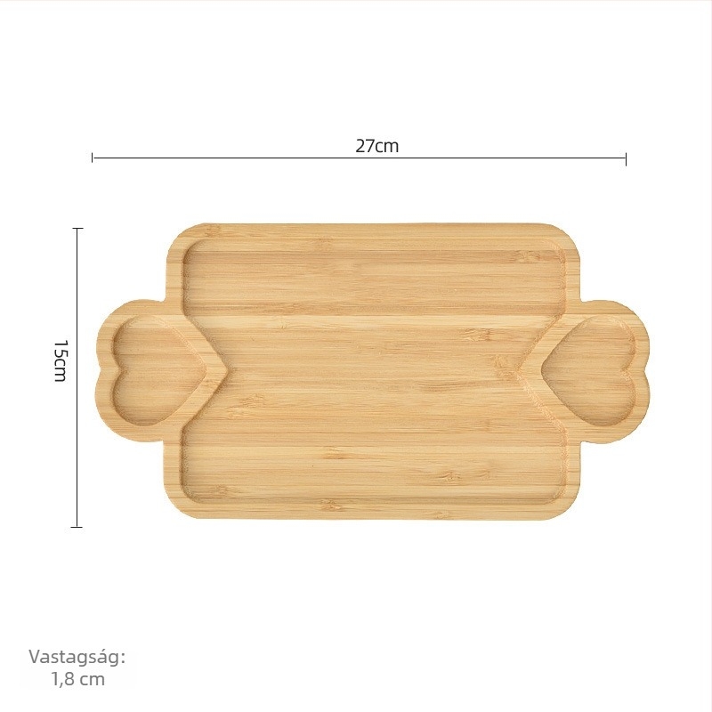 Bambuszfa étkészlet – reggeliző tál és pizza- vagy kenyértál, modern, minimalist stílusú, egyedi alakú, nyugati ételekhez, nassolnivalókhoz és délutáni teához