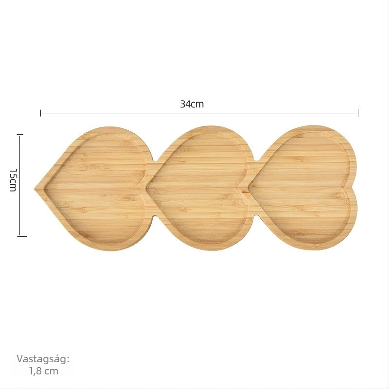 Bambuszfa étkészlet – reggeliző tál és pizza- vagy kenyértál, modern, minimalist stílusú, egyedi alakú, nyugati ételekhez, nassolnivalókhoz és délutáni teához