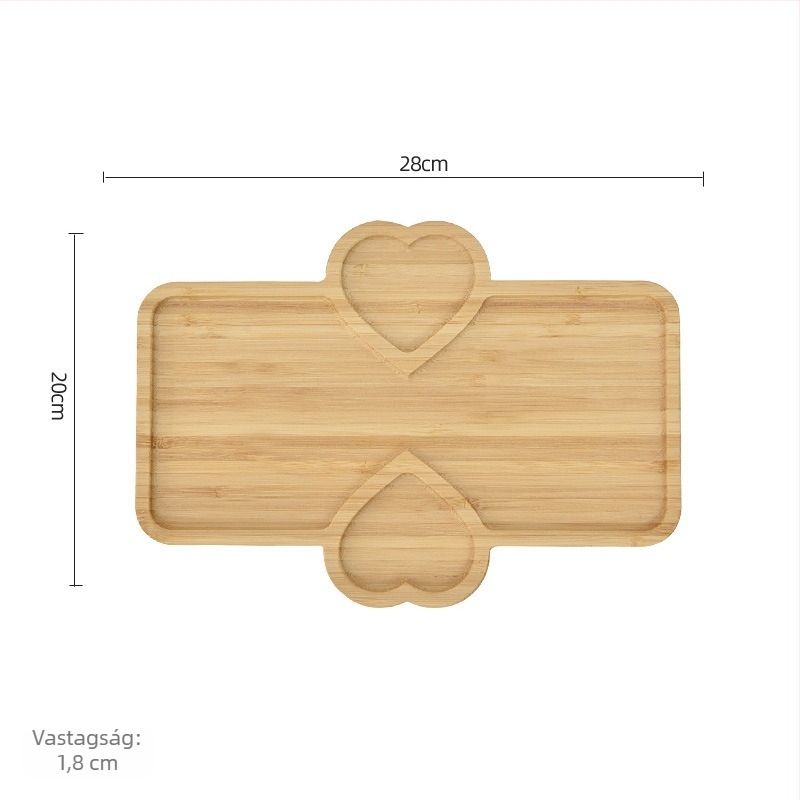 Bambuszfa étkészlet – reggeliző tál és pizza- vagy kenyértál, modern, minimalist stílusú, egyedi alakú, nyugati ételekhez, nassolnivalókhoz és délutáni teához