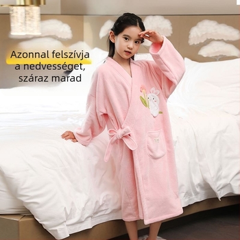 Gyerekek hosszú ujjú törölköző-stílusú fürdőköpeny, nedvszívó és gyorsan száradó, alkalmas fürdésre és úszásra, köntös szülő-gyermek páros