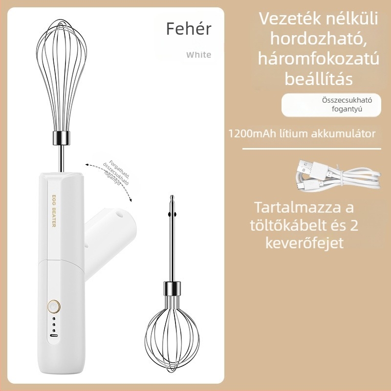 Vezeték nélküli kézi tejhabosító, tojáshabosító készülék, mini otthoni konyhai eszköz kávéhoz és sütéshez